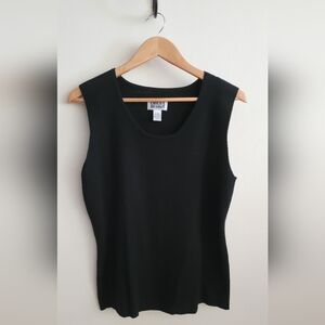 Chico's Fine Ribbed Silk Blend Tank Top, Women's XL, Classic Black